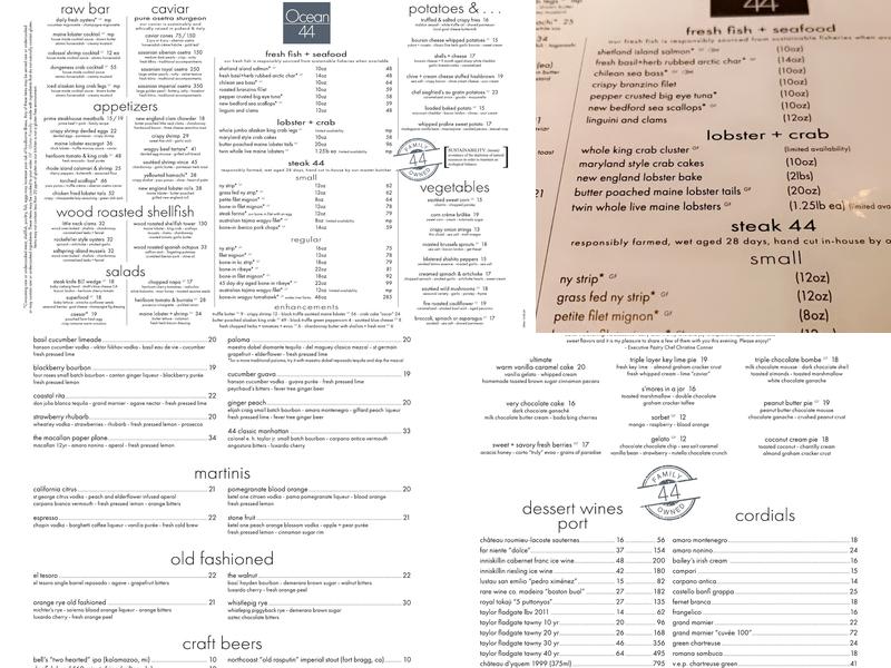 Ocean 44 Menu