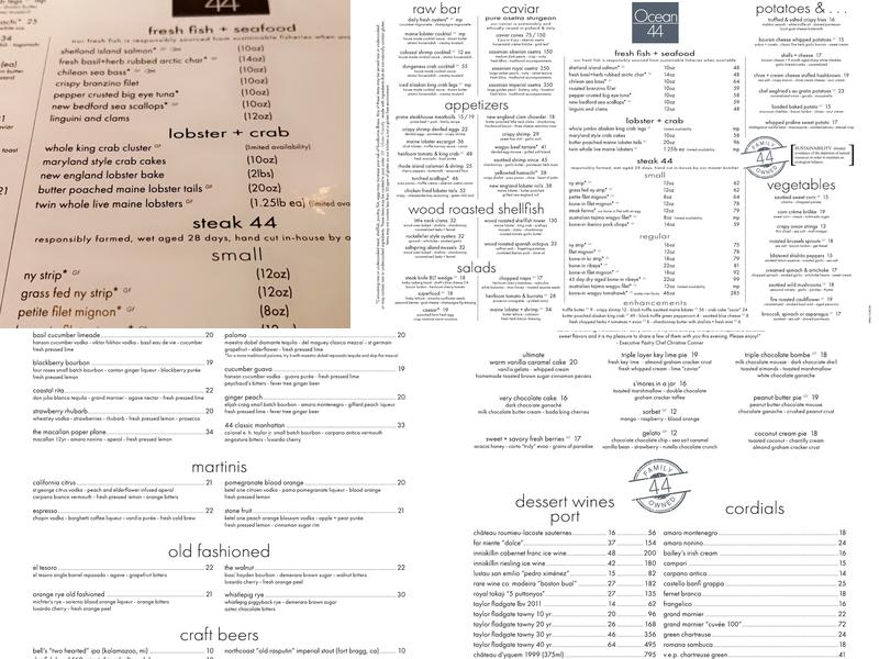 Ocean 44 Menu