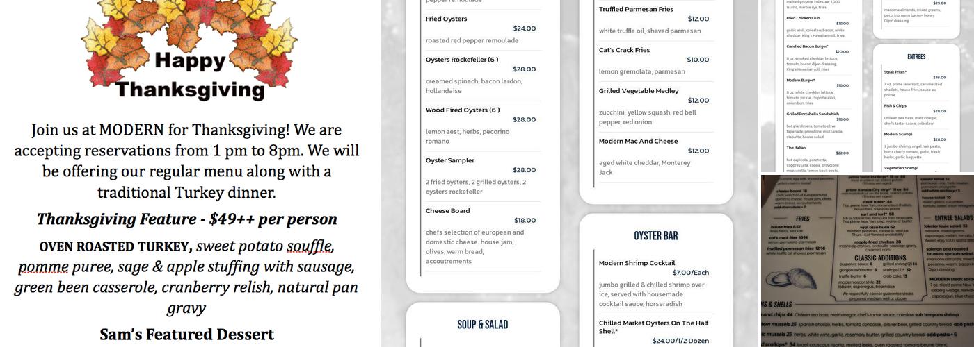 MODERN Oyster Bar Chophouse Menu