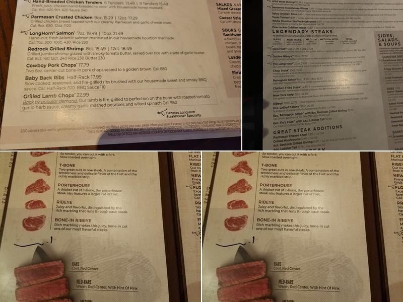 LongHorn Steakhouse Menu