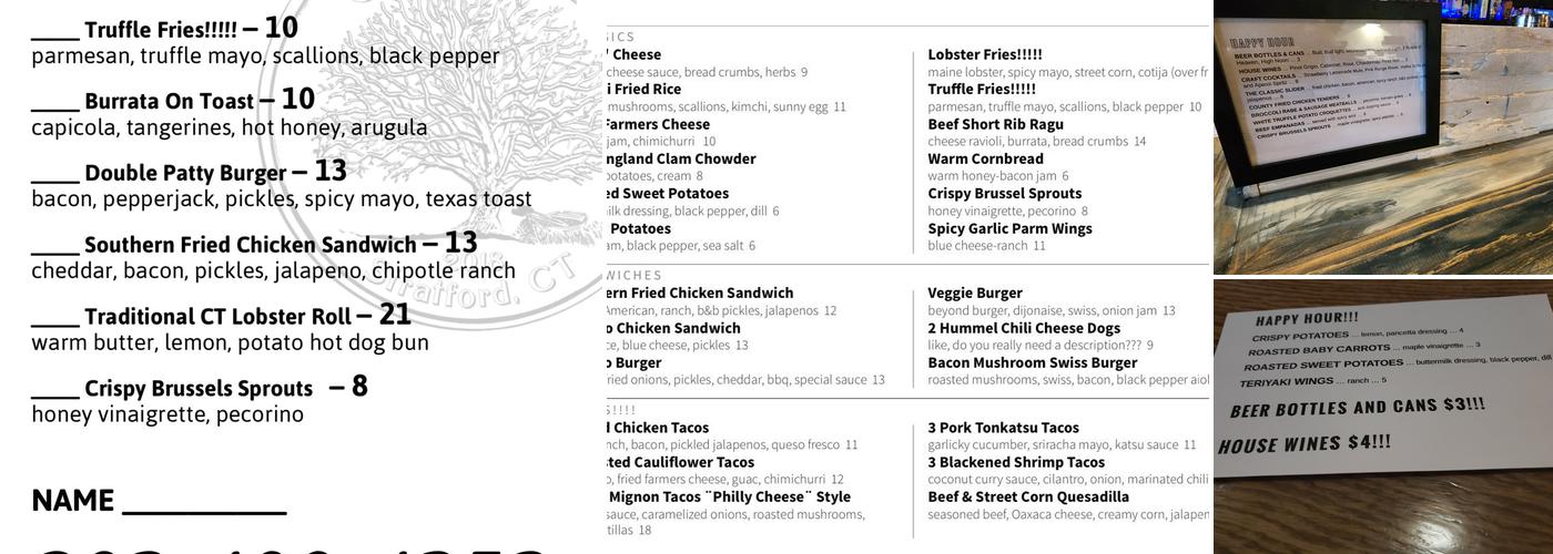 Oar & Oak Menu
