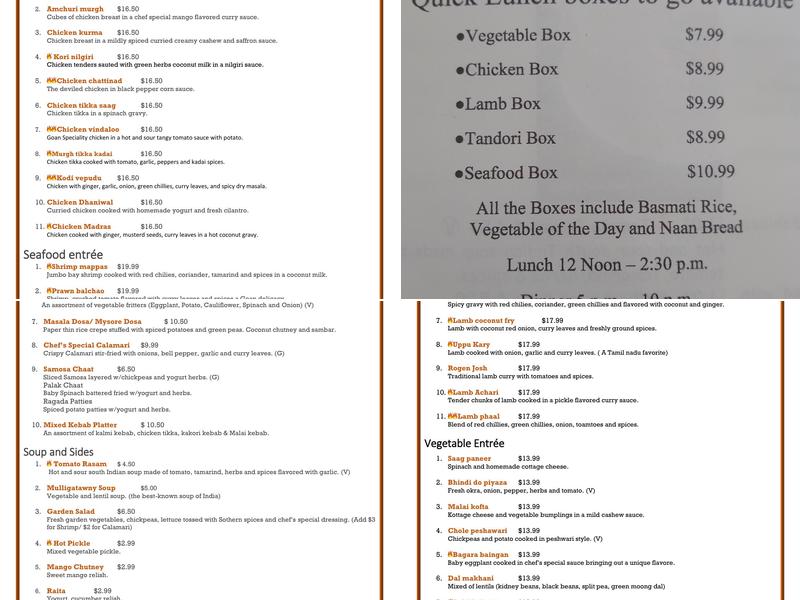 Spice Indian Cuisine & Bar Menu