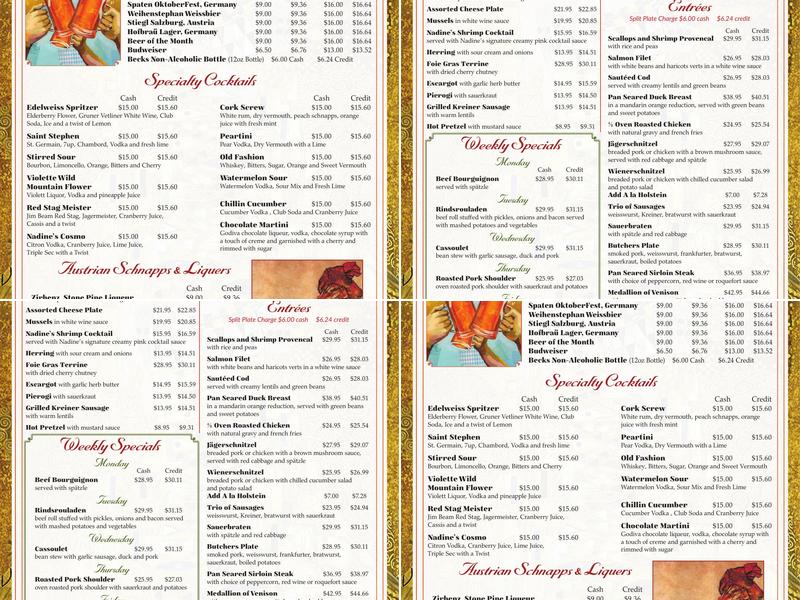 Nadine's Menu