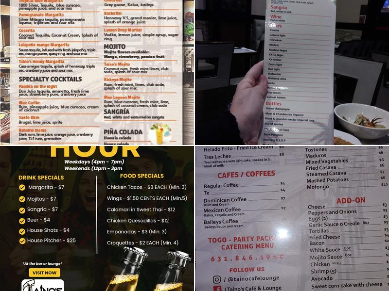 Tainos Cafe & Lounge Menu