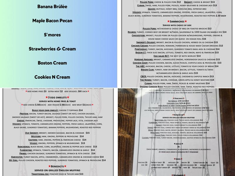 Biggins Diggins Menu