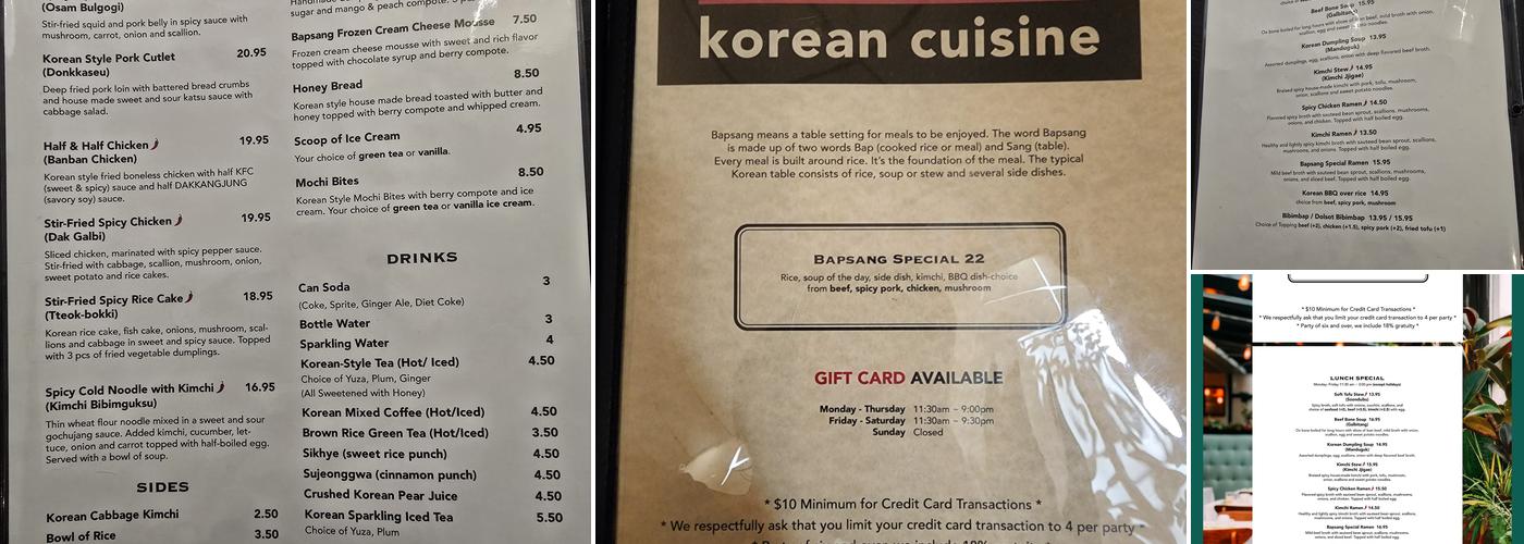 Bapsang Menu