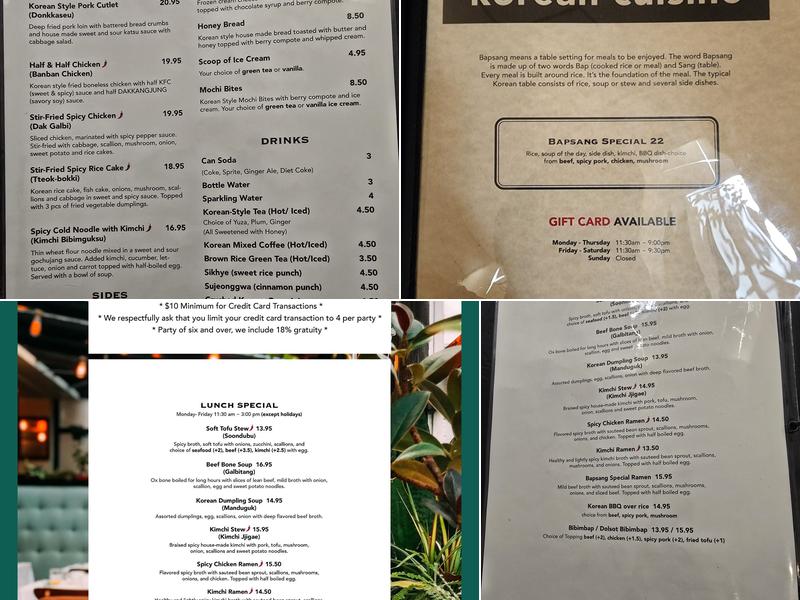 Bapsang Menu