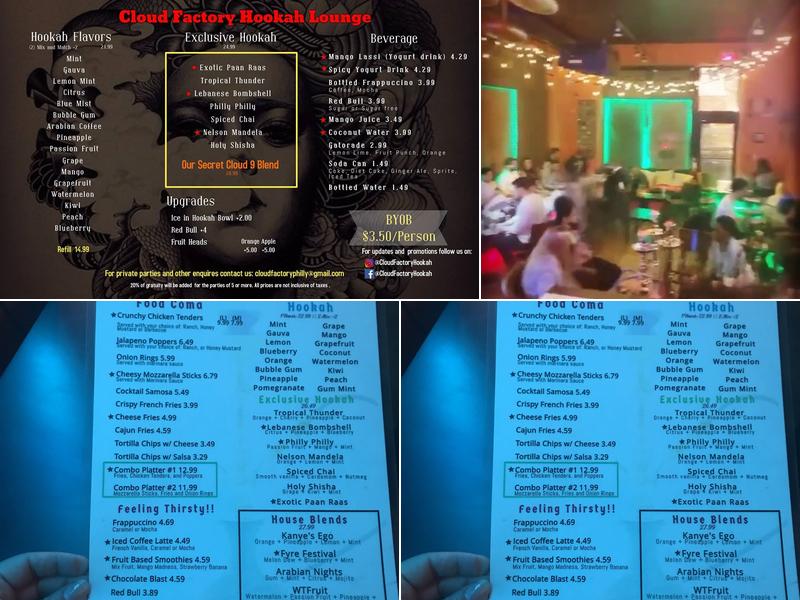 Cloud Factory Hookah Lounge Menu