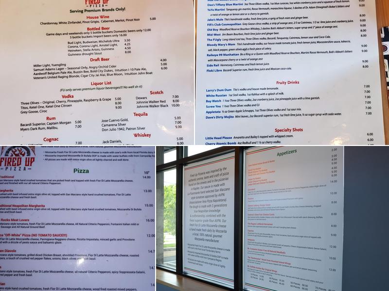 Wood Fired Up Pizza Menu
