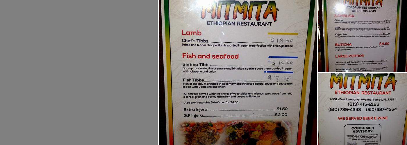 Mitmita Ethiopian restaurant Menu