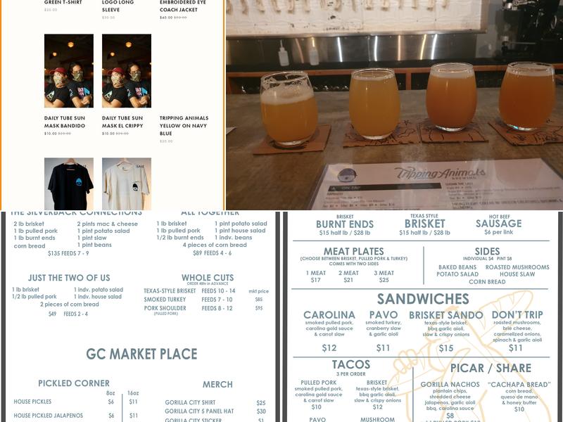 Tripping Animals Brewing Co. Menu