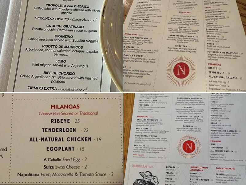 Novecento Menu