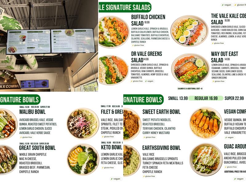 Vale Food Co Menu