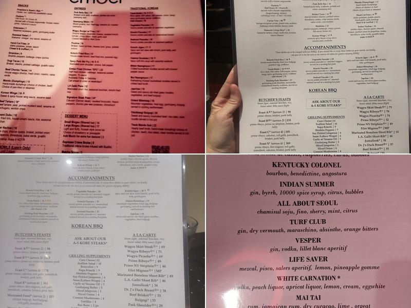 Ember Korean Steakhouse Menu