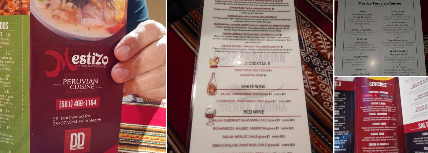 Mestizo Fusion Cuisine Menu