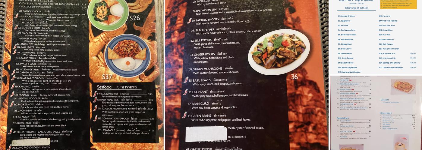 JARANIN THAI EATERY Menu