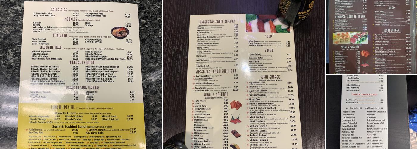 Davenport Sashimi Fusion Menu