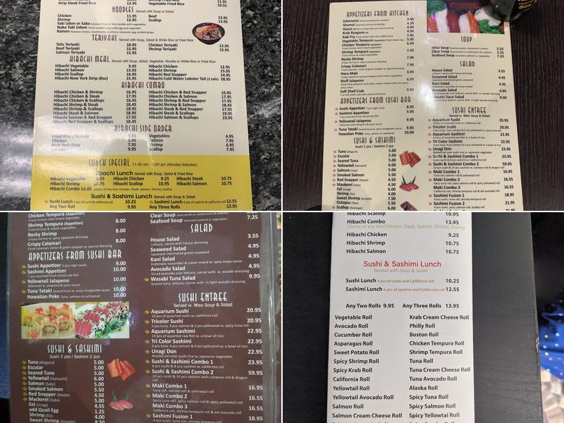 Davenport Sashimi Fusion Menu