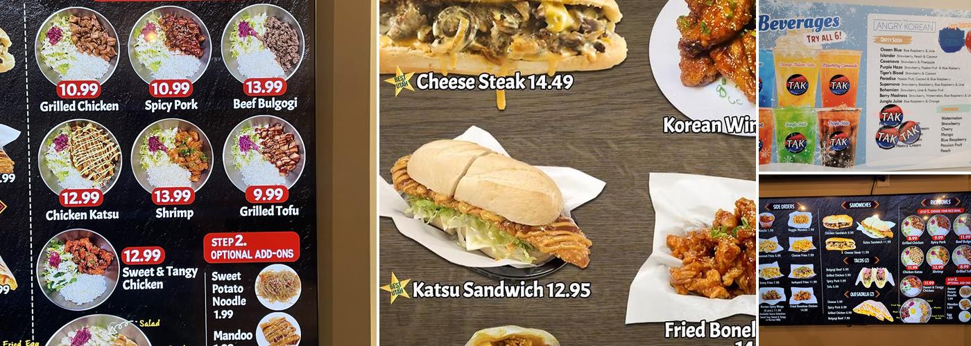 The Angry Korean Menu