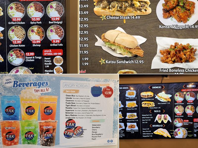 The Angry Korean Menu