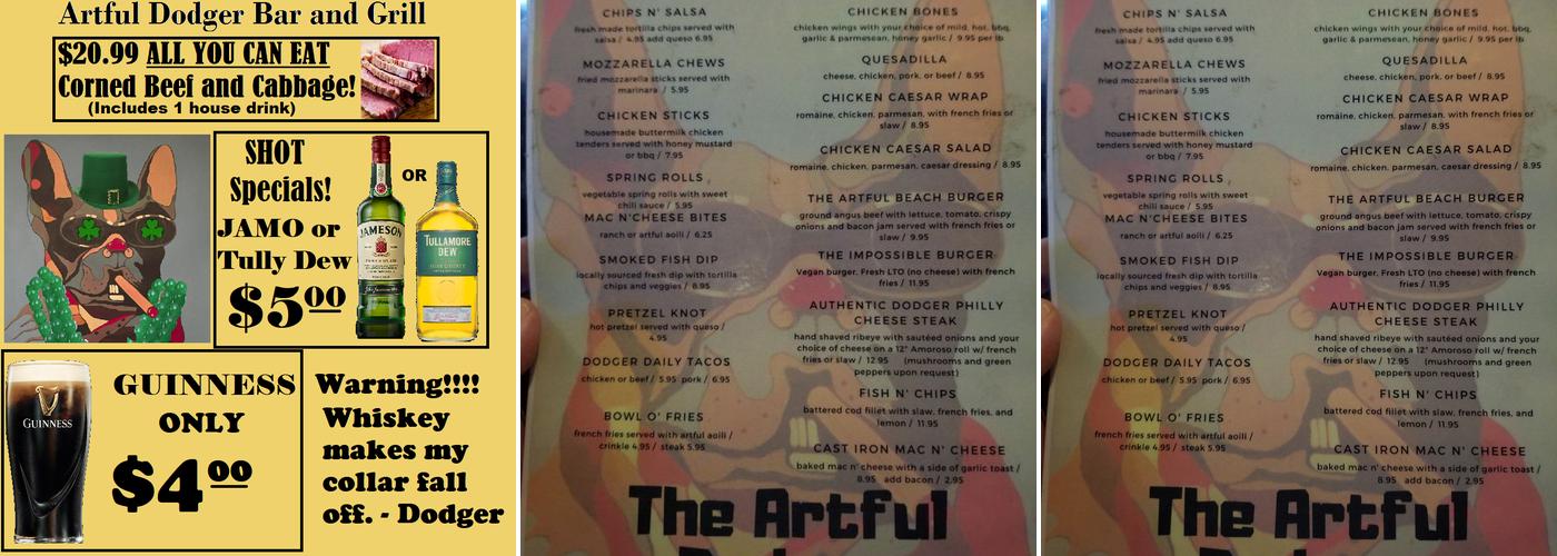 The Artful Dodger Menu