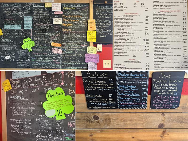 The Booyah Shed Menu