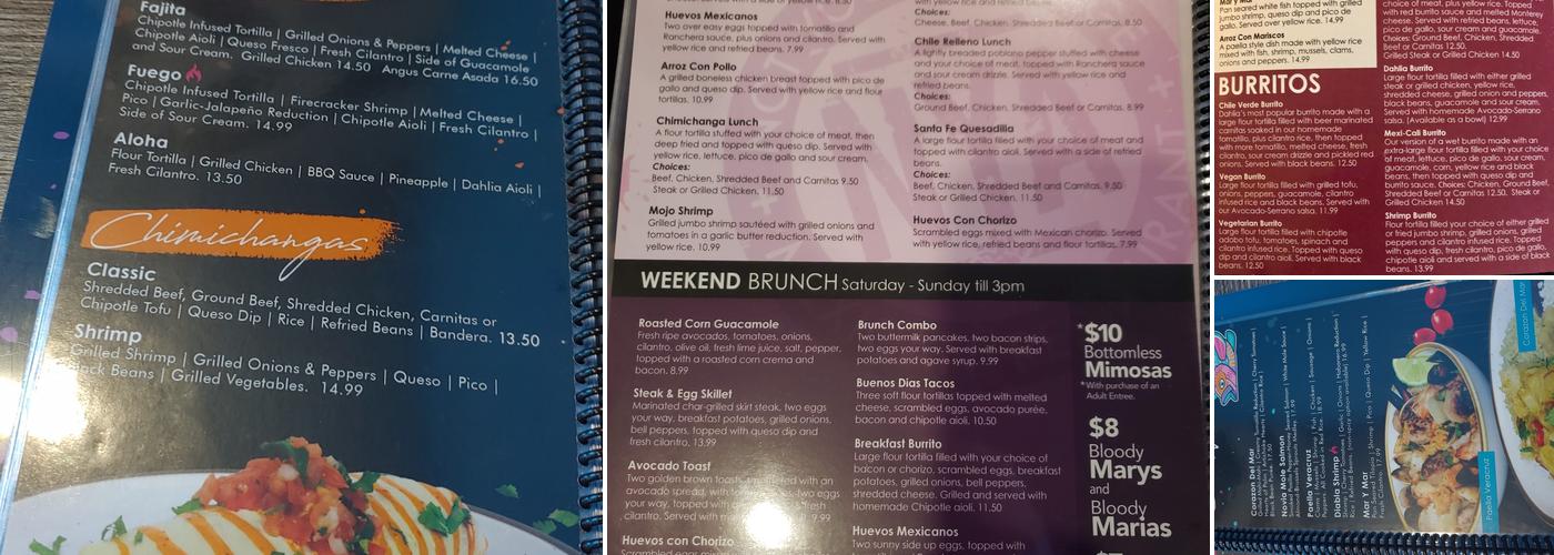 Dahlia Daytona Beach Menu