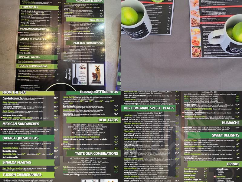 Guacamole Mexican Grill Menu