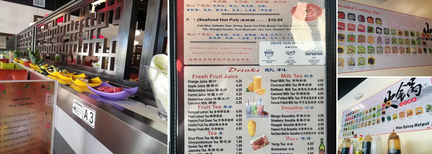 Nine Spices Hot Pot Menu