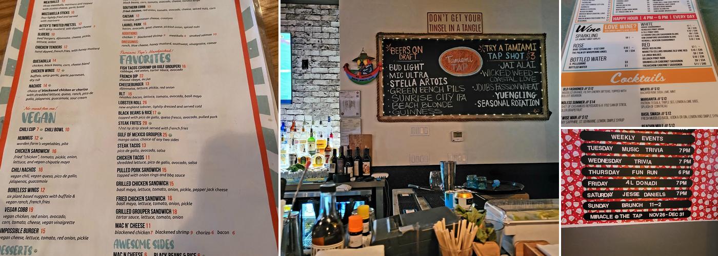 Tamiami Tap Menu