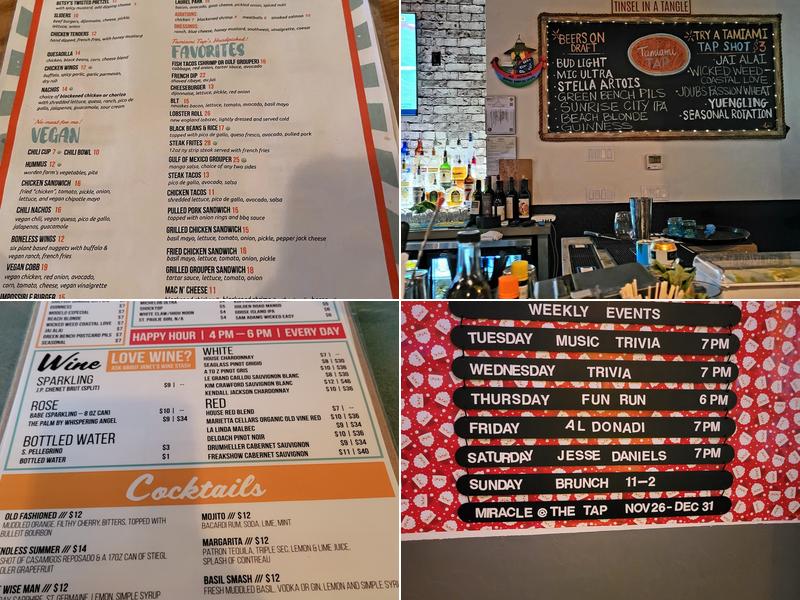 Tamiami Tap Menu