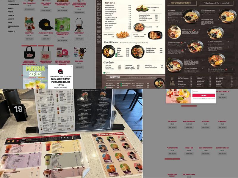 Token ramen & KungFu Tea Sarasota Menu