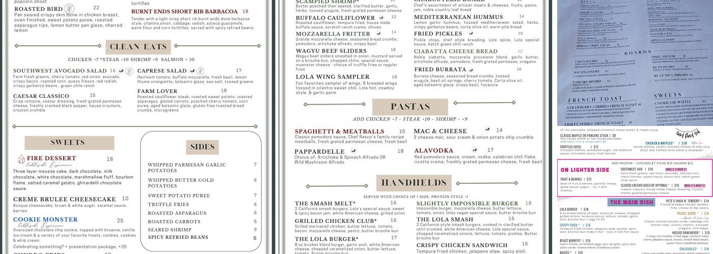 The Lola Menu
