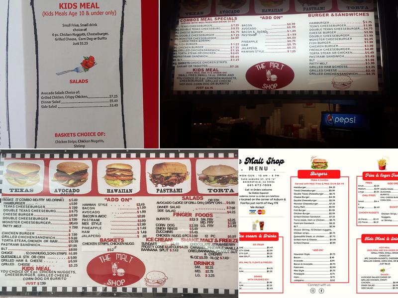 Malt Shop Menu