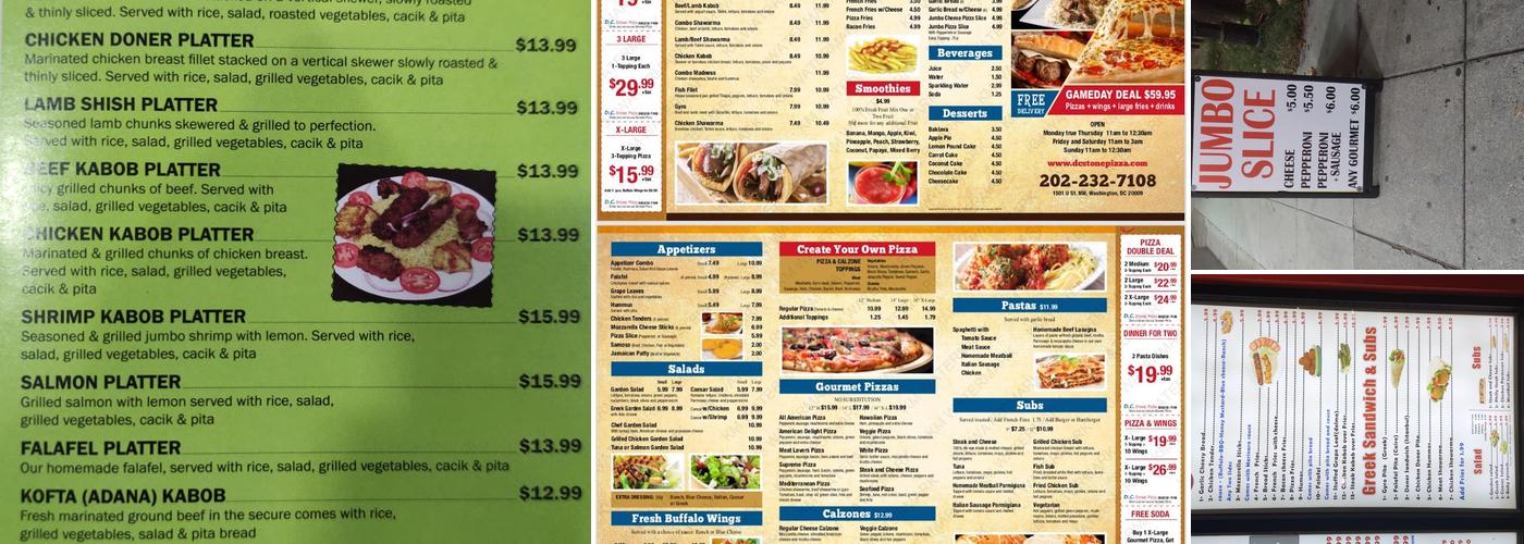 DC Stone Pizza Menu