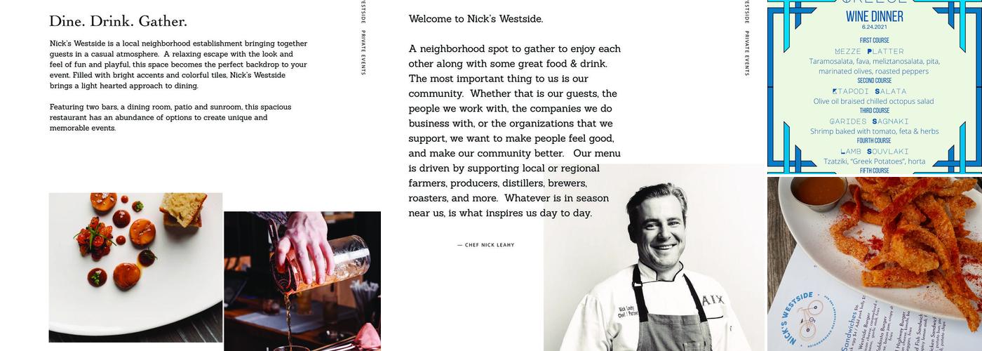 Nick's Westside Menu