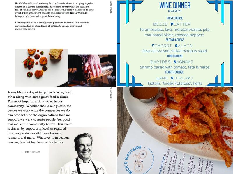 Nick's Westside Menu