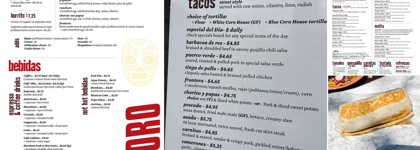 El Tesoro Menu