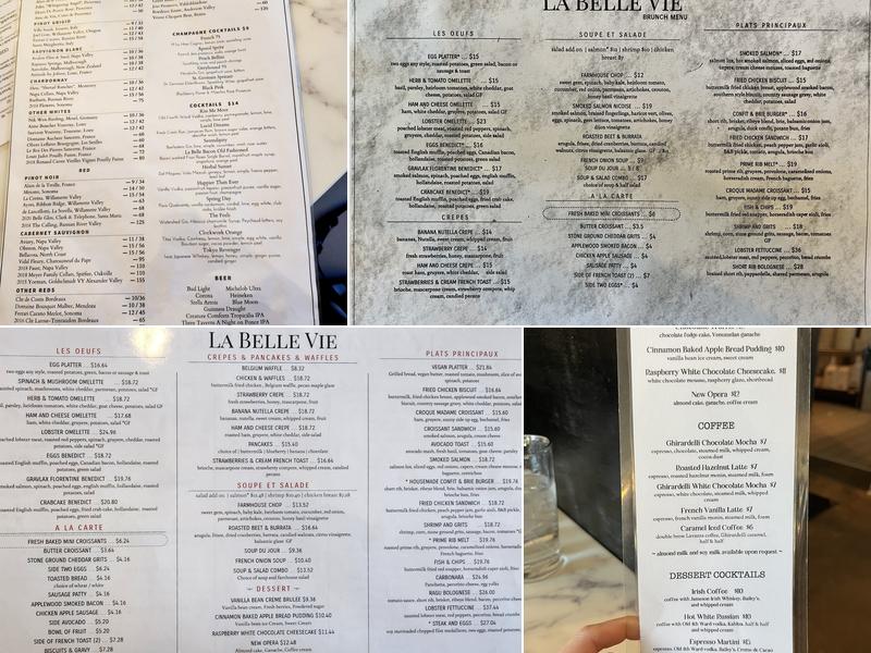 La Belle Vie Kitchen Menu