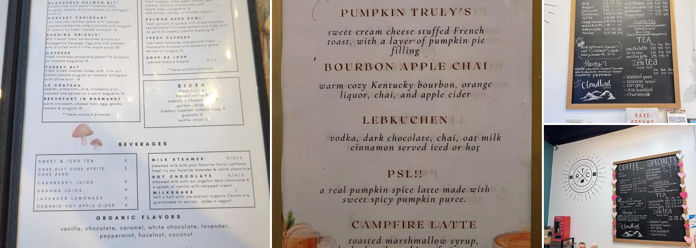 Rushing Trading Co. Menu