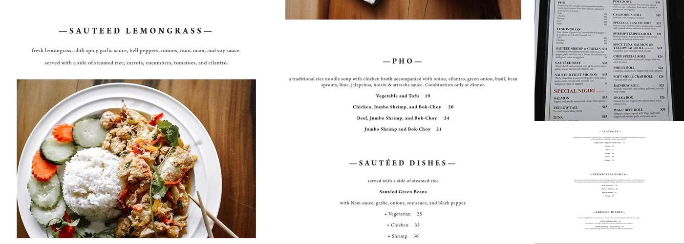 NAM Kitchen Menu