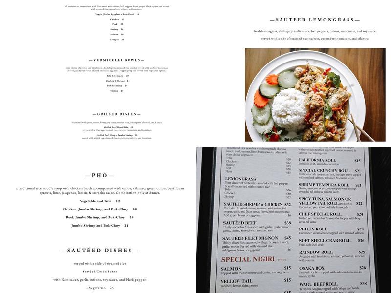 NAM Kitchen Menu