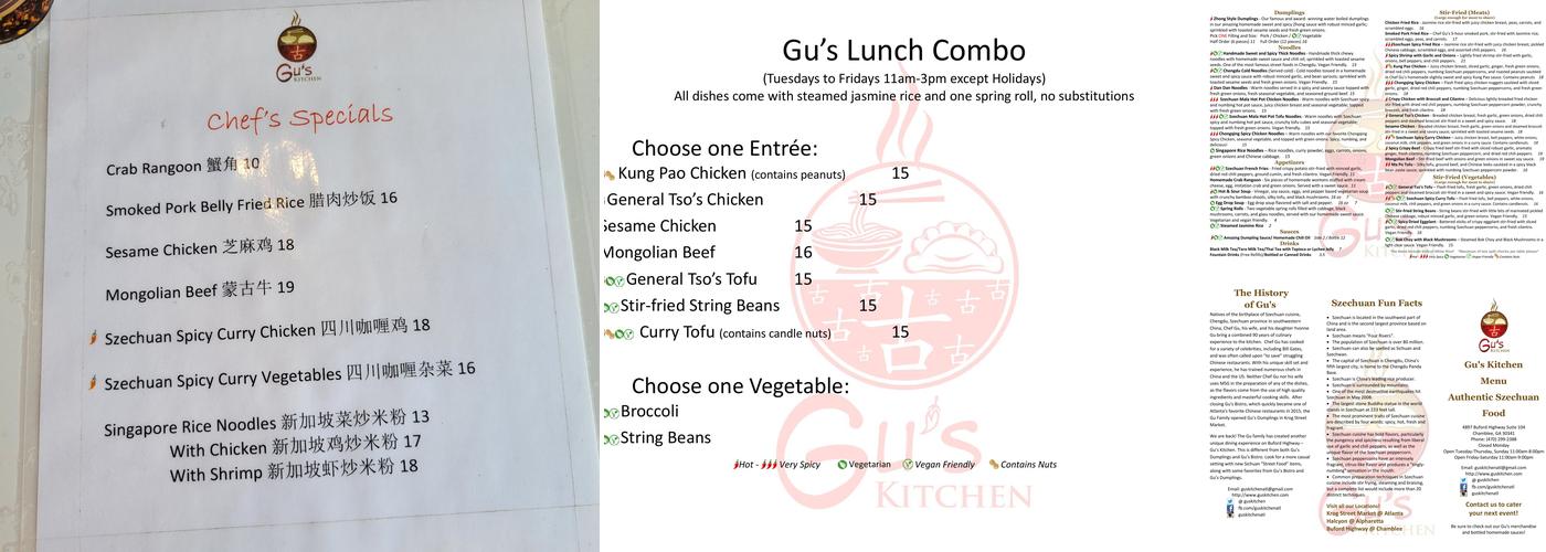 Gu’s Kitchen Menu