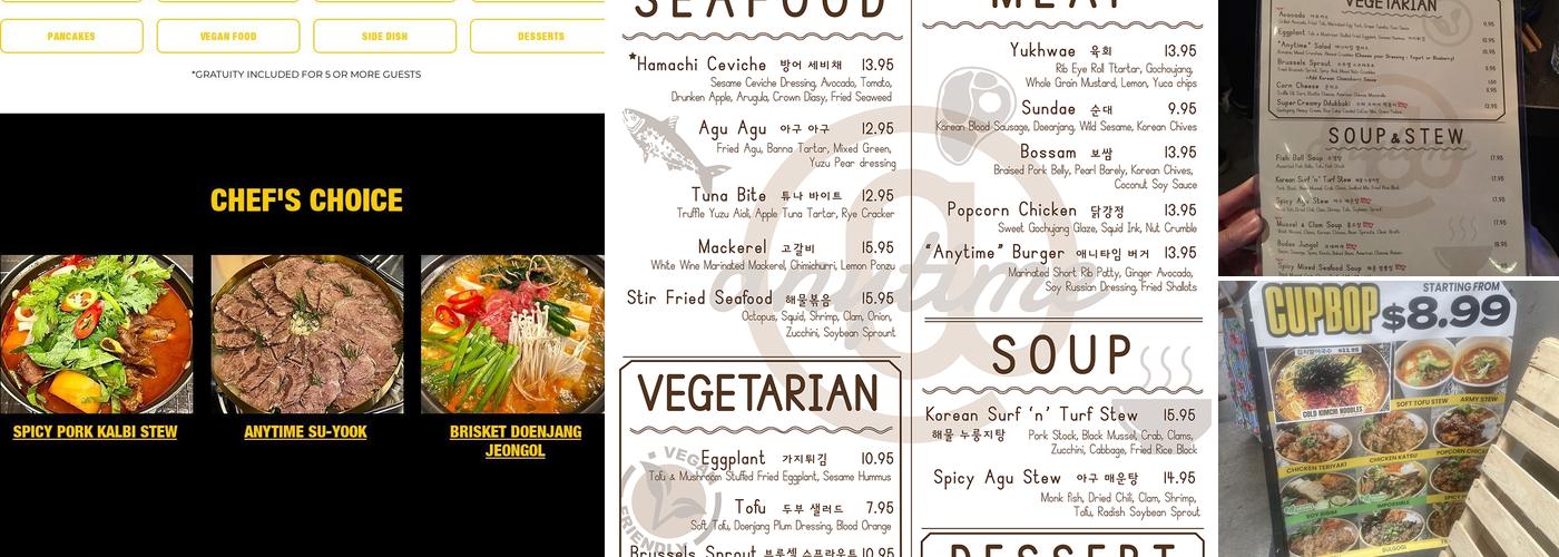 Anytime Kitchen Menu