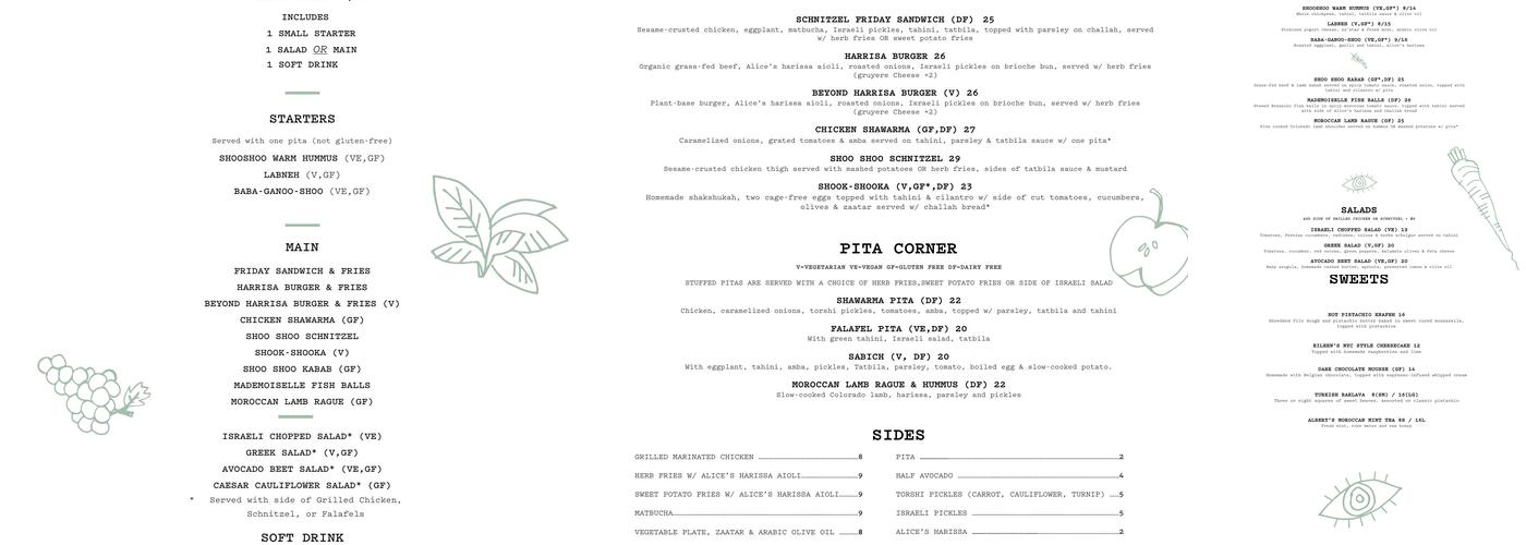 Shoo Shoo Nolita Menu