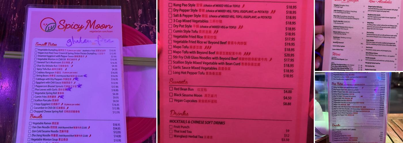 Spicy Moon - East Village Menu