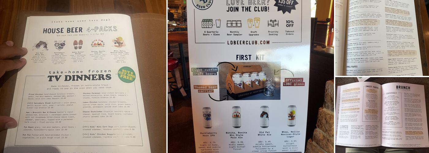 Lazy Dog Restaurant & Bar Menu