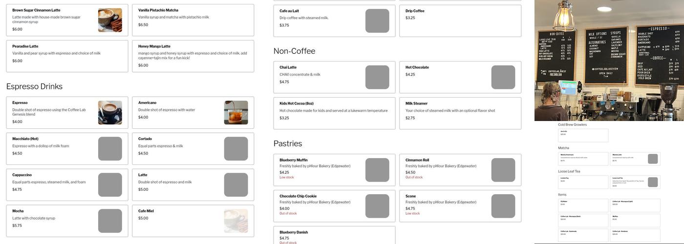Coffee Lab & Roasters Menu