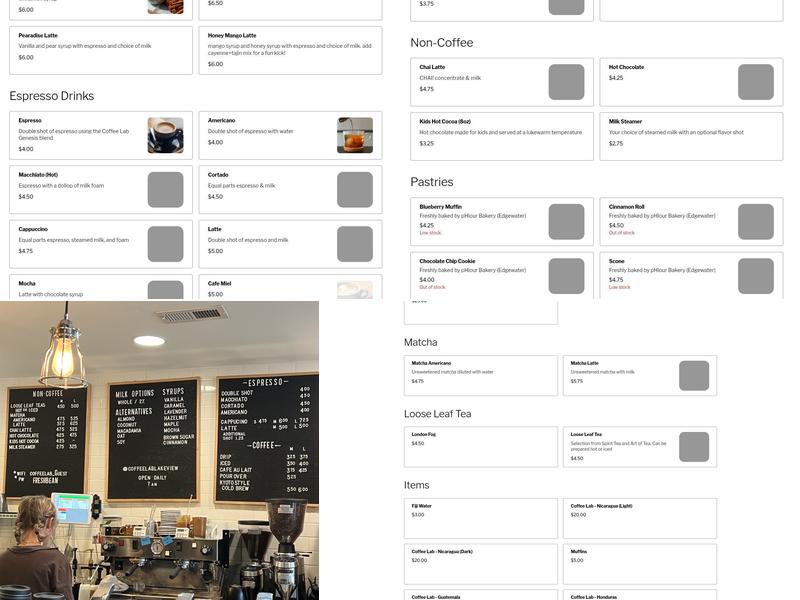 Coffee Lab & Roasters Menu