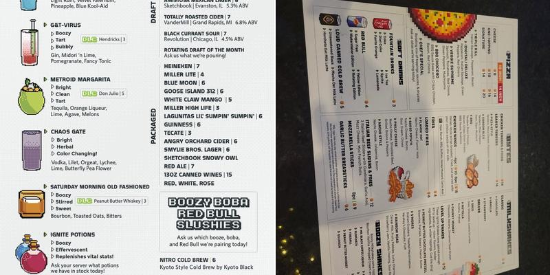 Ignite Gaming Lounge Menu